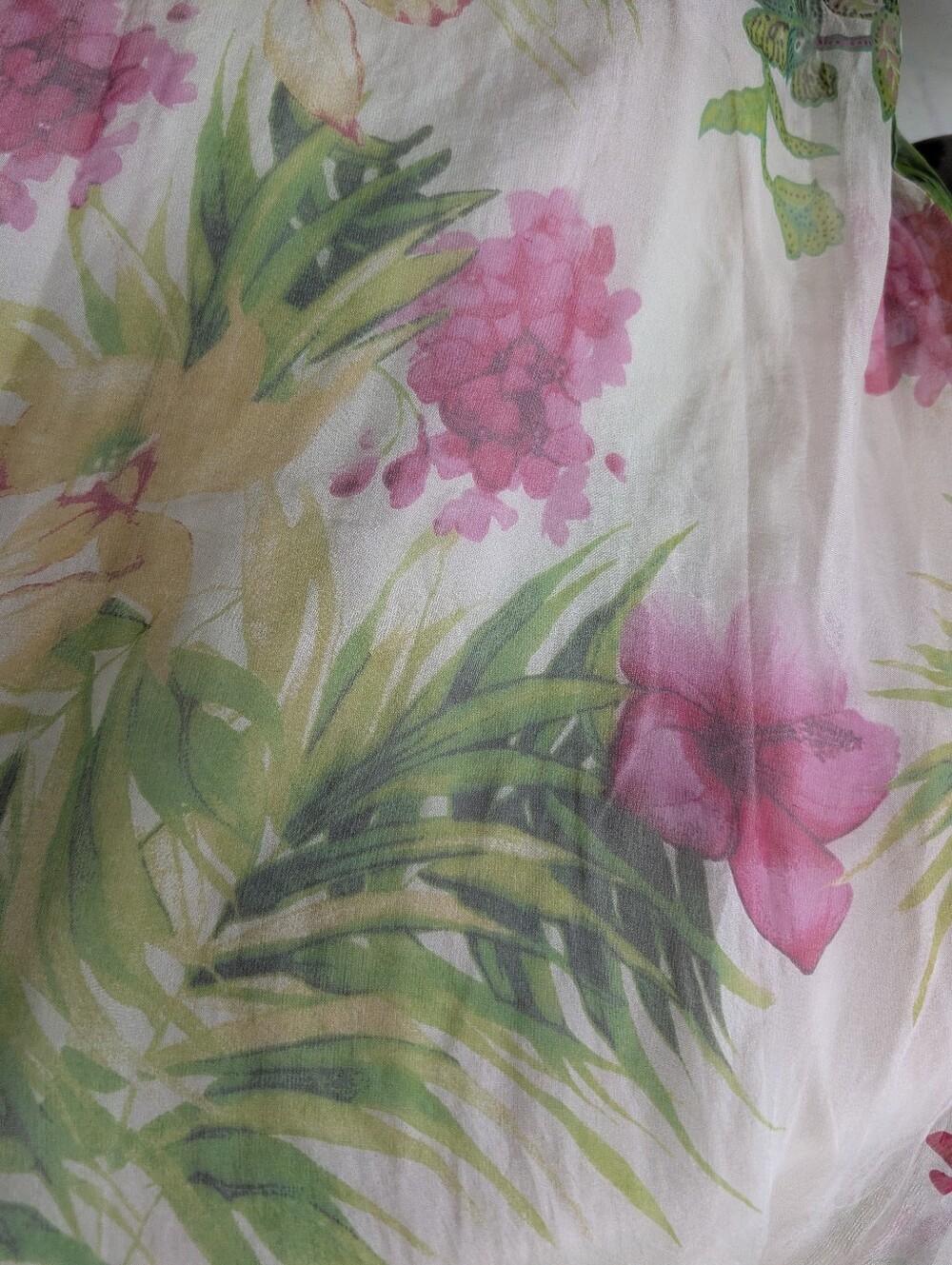Silk Tropical Print Dress - Vacation Summer Wear - Picture 9 of 12